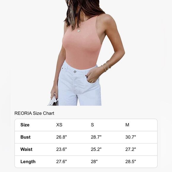 Reoria Womens Size Medium Pink Rose Tank Bodysuit Halter Neck Sleeveless Smooth - Picture 9 of 11